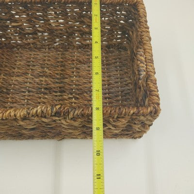 Water Hyacinth Woven Storage Basket Medium 12" w/ Metal Frame Organizer