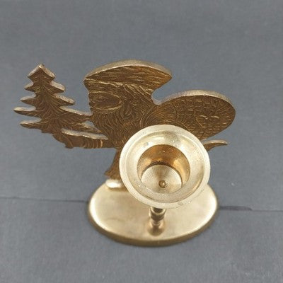 Jainson Brass Santa Taper Candlestick Holder 5.5" Old World Christmas Vintage