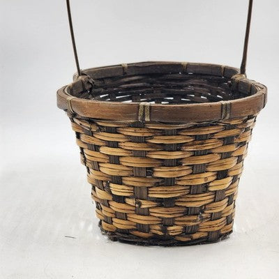 Handwoven Wicker Storage Basket Loop Handle Oval Brown Rattan 15"Lx9"Wx16"H