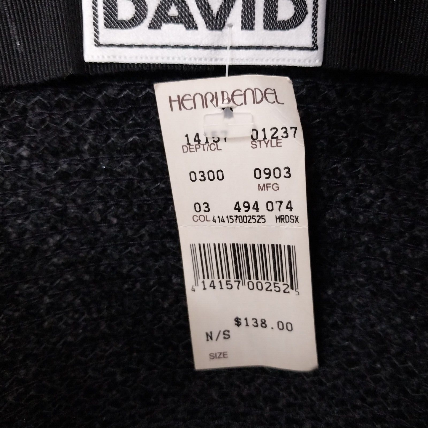 Knit Hat Black Grey Womans Fuzzy Nubby Bucket David's Vintage Headwear Medium 7"