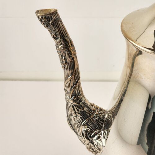 Coffee Server Set Silver Plate Grapevine Pattern with Sugar Creamer Vintage NOS