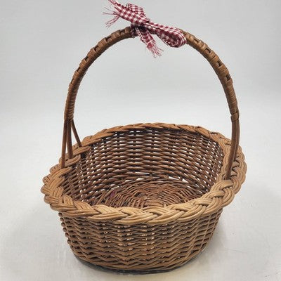French Wicker Woven Gathering Basket Picnic Basket with Handle Farmhouse Cottage