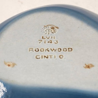 Rookwood Teal Trinket Dish Ashtray Art Pottery Abstract Shaped Glossy 7" x 7.5"