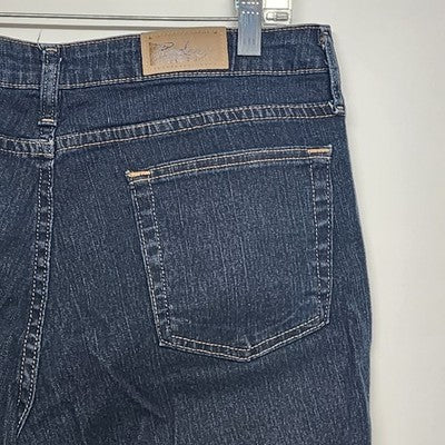 Riders Women's Dark Blue Denim Jeans Pants Size 14P High-Rise Straight Legged