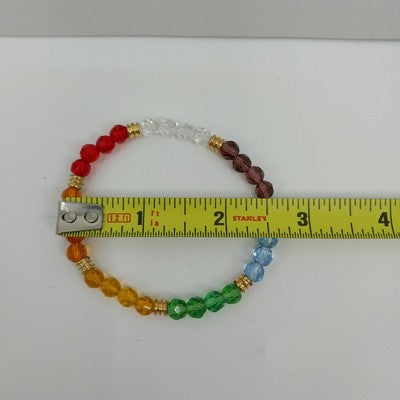 Set of 4 Multicolor Bracelet Acrylic Faux Pearl Faceted Glass Beads Gold Tone 7"
