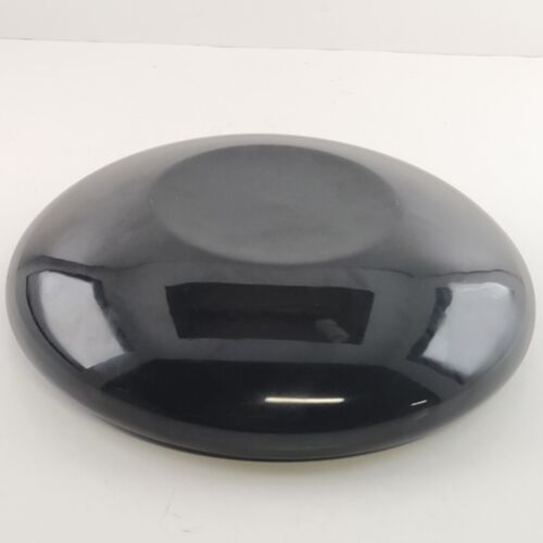 Japanese 9" Lacquerware Wood Bowl Black Outer Red Inner Thick Rim Gold Trim Vtg