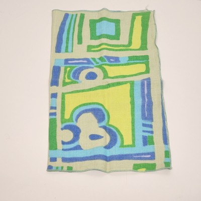 Set of 4 Dinner Napkins Cloth in Blue Green Abstract Geometric Pattern 16.5"long