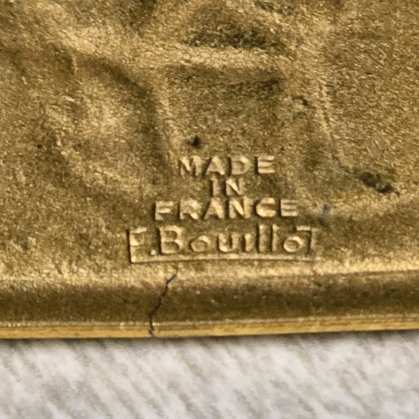 Vintage F. Bouillot French Knight on Horseback Brooch – Enamel Blue Field with Gold Frame – Heraldic Medieval Revival Pin – Signed Artisan Jewelry