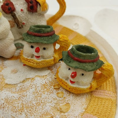 Wong's Mini Tea Set Yellow Snowman Polyresin Teapot 5.5" Decor