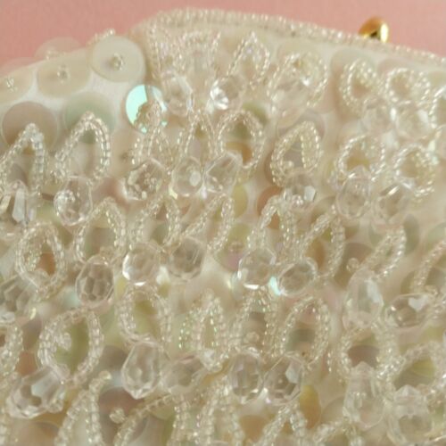 Handmade Hong Kong Beaded Vintage Evening Purse Mini Beads Prisms Sequins 7x4.5"