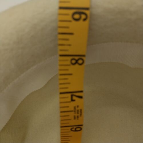 Vintage Women's Winter White Wool Hat – 60s Style Bucket/Bowler with Ribbon Band – Medium
