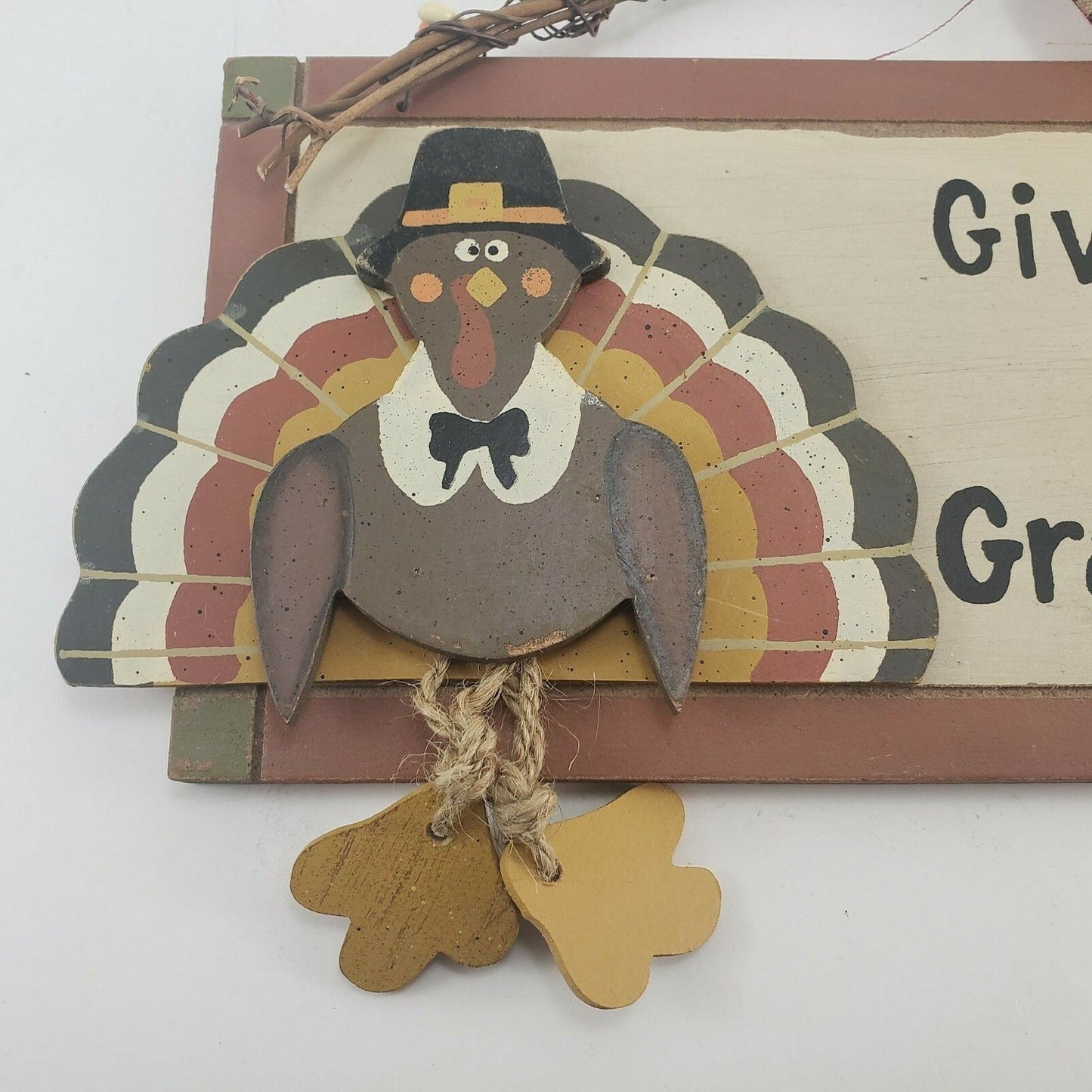 Give Thanks With a Grateful Heart Hanging Wood Fall/Thanksgiving Decor Sign 12"