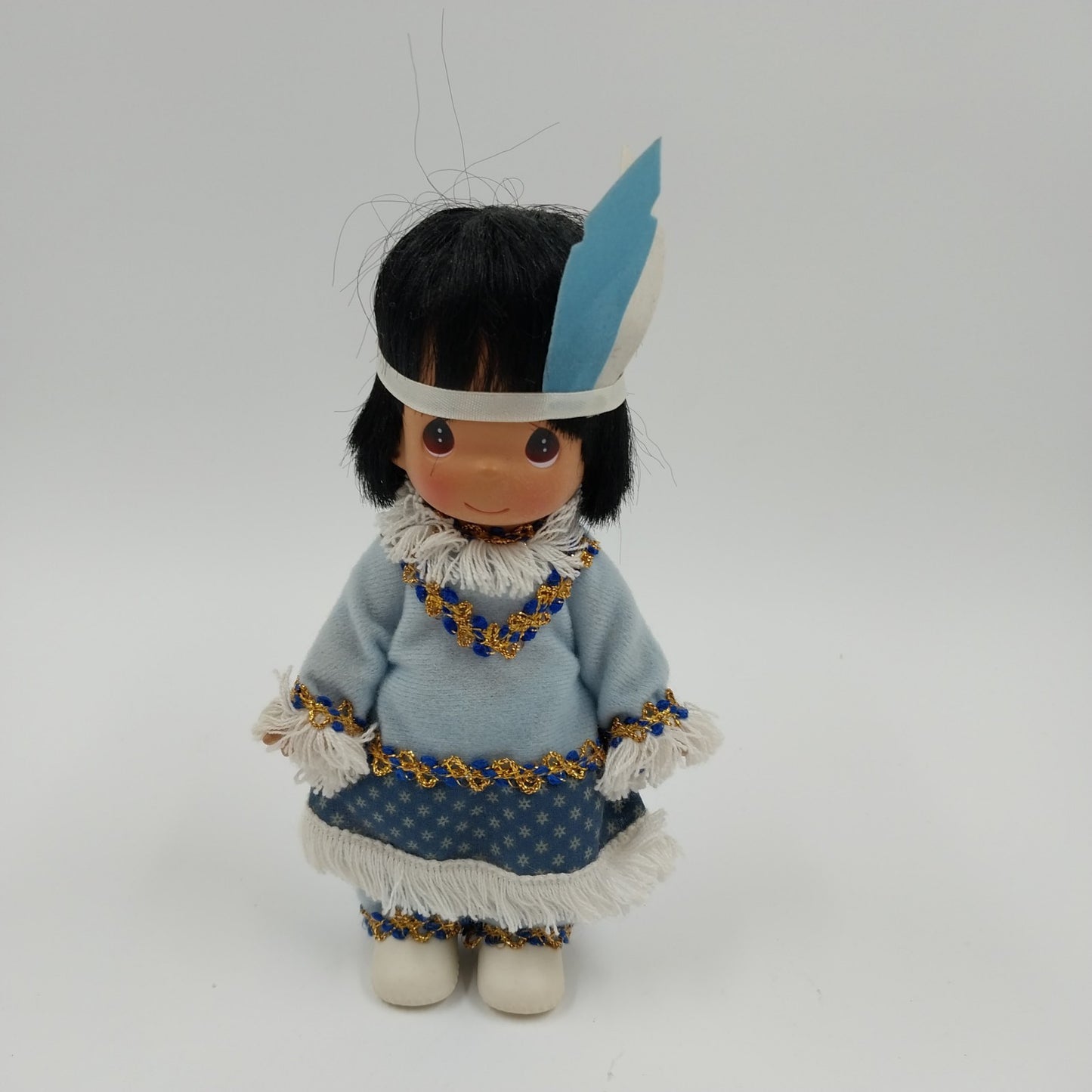Precious Moments Native American in Blue Clothes Doll Toy 8"