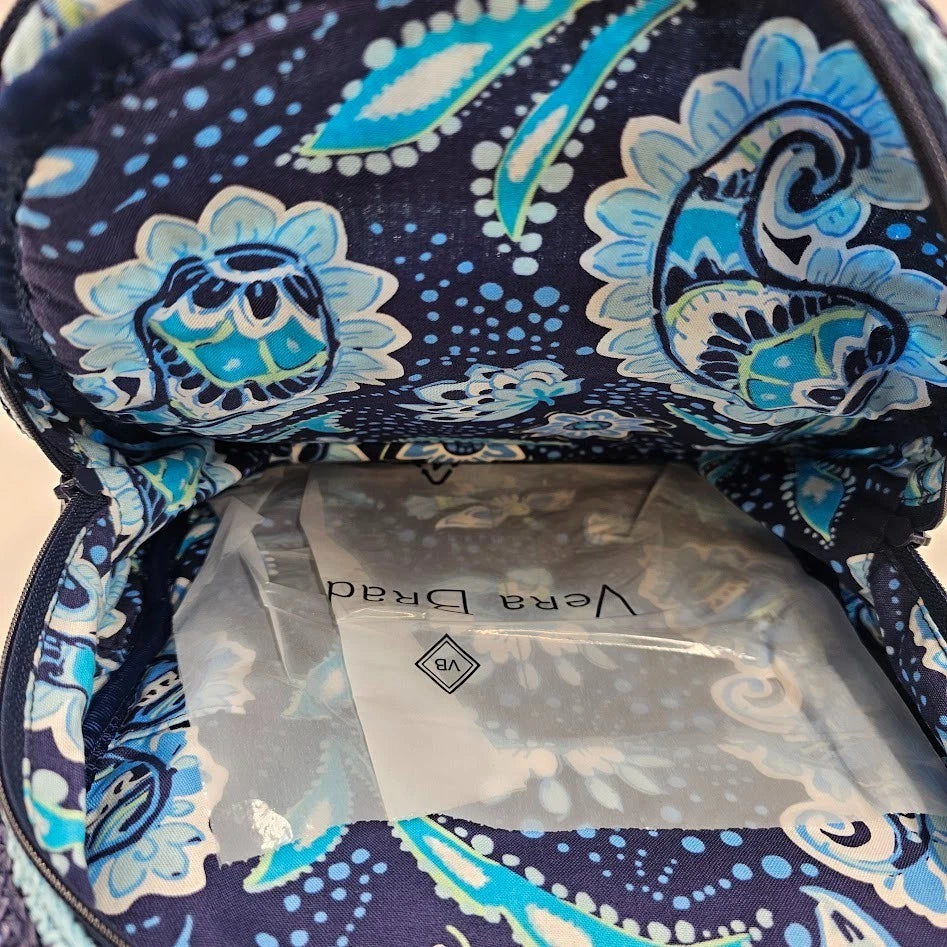 Vera Bradley Crochet Backpack Woven NWT Light Blue Navy Straps 12.75” x 10.5