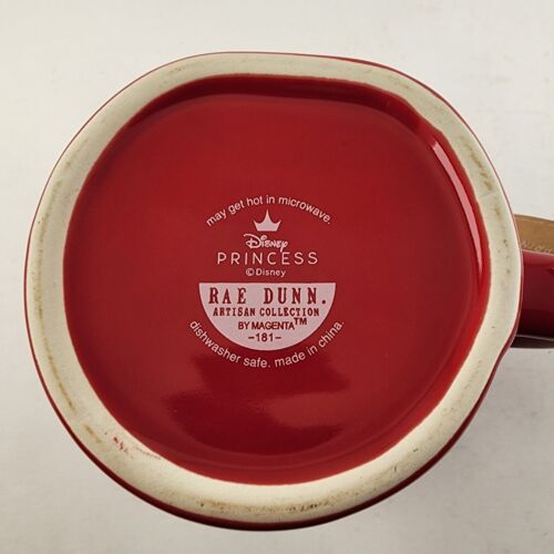 Rae Dunn Disney Princess Red Mug with TRUE LOVE Inscribed White Lid w Red Rose
