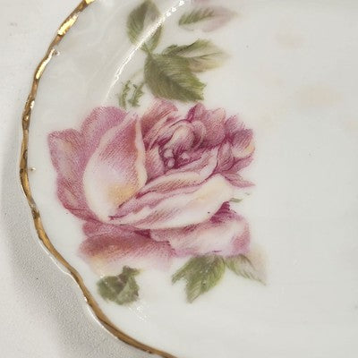2 Rosenthal RC Monbijou Butter Pat Dishes Pink Roses Gold Scallop Bavaria