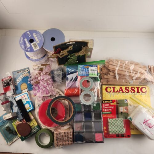 Big Lot Craft Supplies Vintage Thread Sewing Items Rubber Stamps Scrapbooking