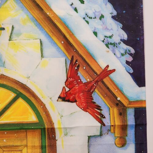 Winter Cottage House Flag Briarwood Lane by Donna Race 28" x 40" Vintage