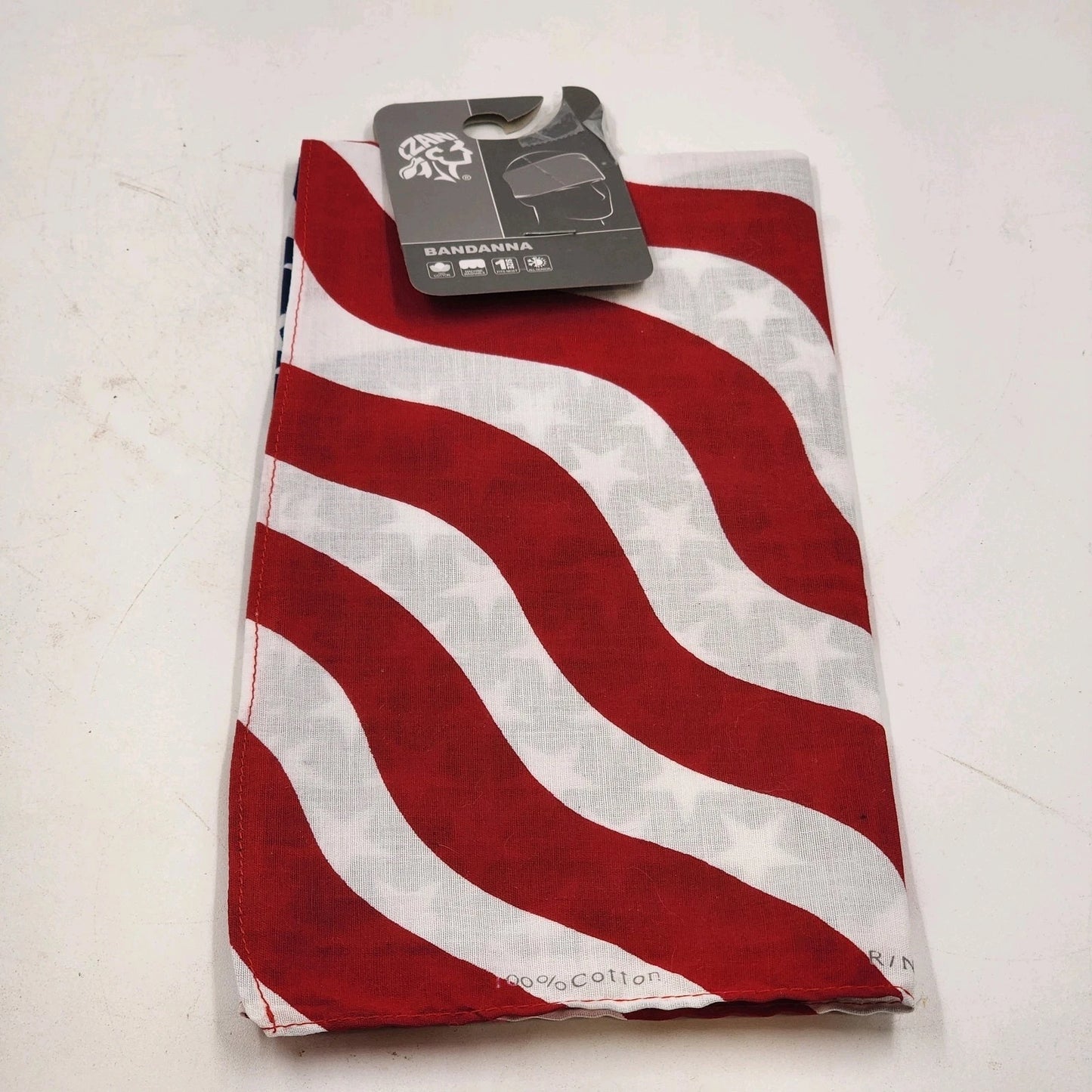 ZANheadgear Bandanna USA Wavy American Flag Cotton 22"x22" One Size NOS