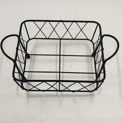 2 Casserole Serving Carriers Black Metal Wire Nesting with Handles 8.75" & 8"