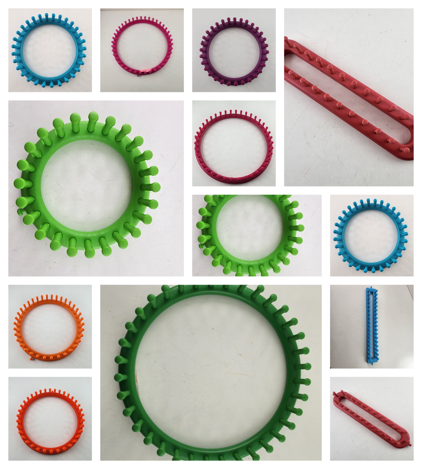 Knitting Loom Single Round or Rectangle Various Sizes & Colors with Peg Pins