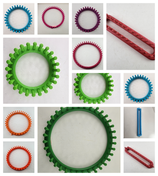 Knitting Loom Single Round or Rectangle Various Sizes & Colors with Peg Pins