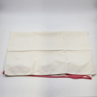 Queen Size Linen Bed Pillow Cases Hand Crocheted Pink Turn of the Century 32.5"