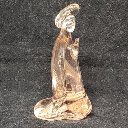 ICET Murano Pink Virgin Mary Madonna Kneeling Glass Figurine Handblown 4.5" Tall