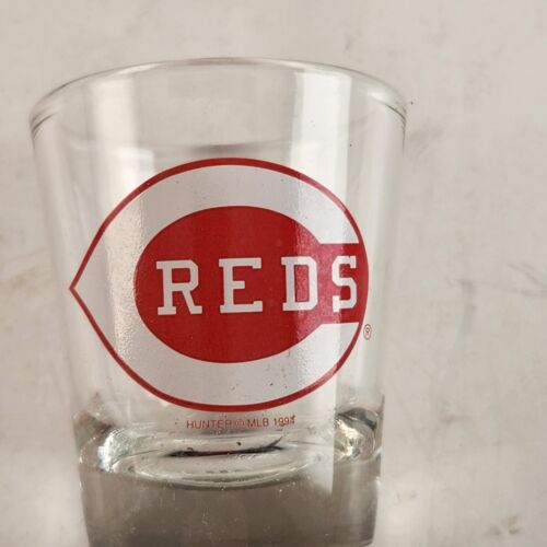 Set of 2 Cincinnati Reds Clear 2 Oz Game Day Shot Glasses Vintage MLB Baseball