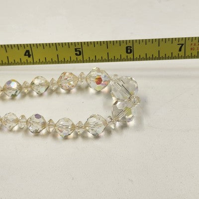 Chocker Necklace 6" Nylon Chain with Faceted Iridescent Glass Beads Adjustable