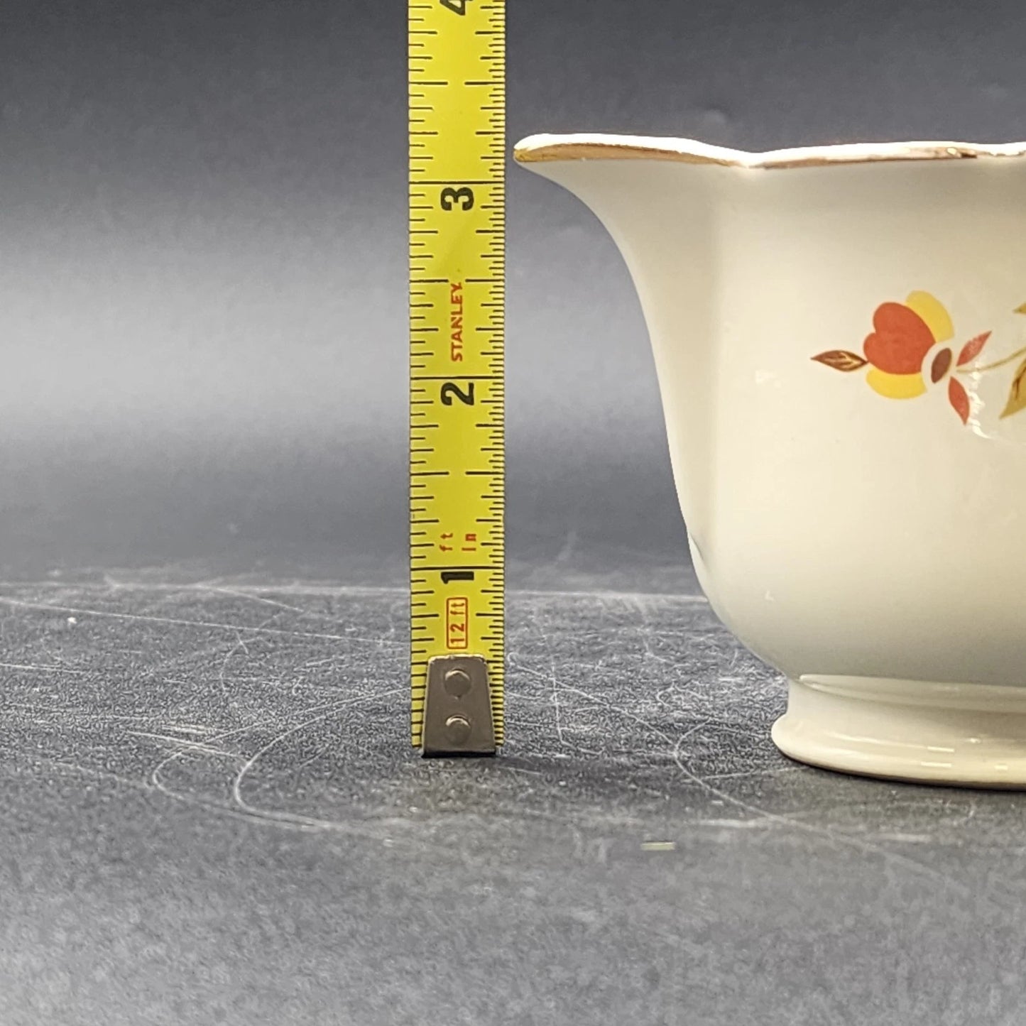 Autumn Leaf Ruffled D Creamer Footed Hall's Superior for Jewel Tea MCM Vintage