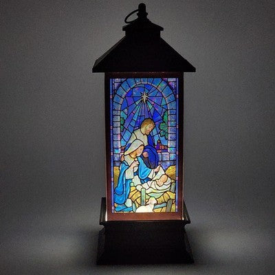 Roman Holy Family Nativity Christmas Printed Lantern 10.5" Battery Operated LED