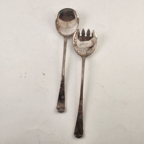 Salad Server Set Fork Spoon Sheffield England Silverplated Vintage 9.25"