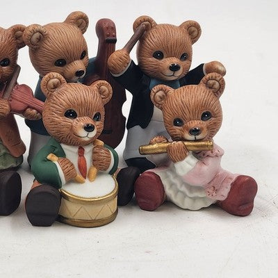 Homco Collections No 1422 Set of 6 Symphony Orchestra Musical Teddy Bears Vtg