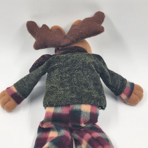 Christmas Plush Well Dressed Moose Shelf Sitter 20" Long Antlers to Hoof No Tags