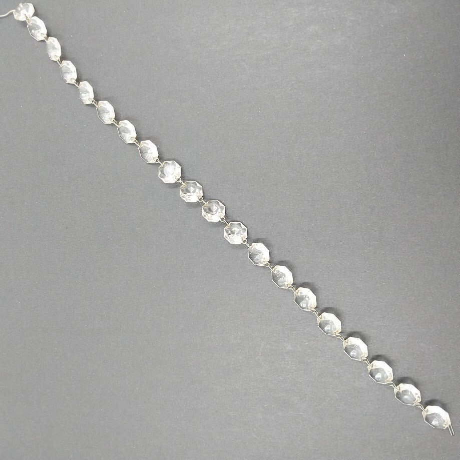 20 Pc Octagon Crystal Prism Chain Beads Glass Chandelier Candelabra Pendant 18"