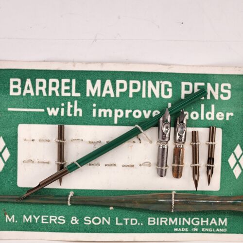 Barrel Fountain Mapping Pen Tips on Original Card Includes 2 Pen Handles