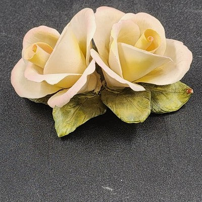 Napoleon Authentic Capodimonte Porcelain 2 Rose Flower Italy Collectible