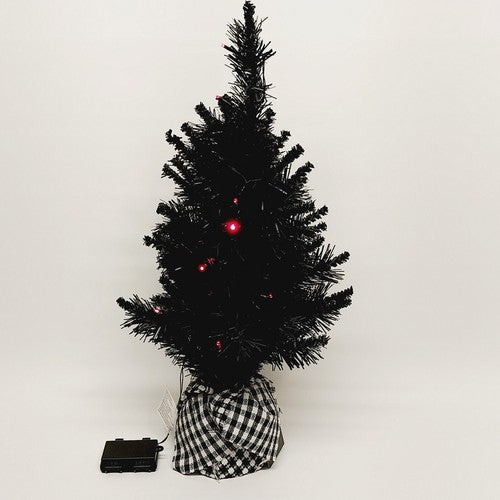 24 Inch Lighted Halloween Tree w 11 Hanging Ornaments Orange Lights Ghost Witch
