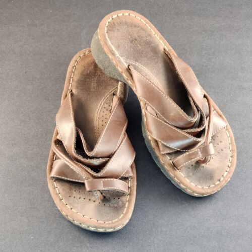 Women's Rugged Outback Vintage Brown Leather Open Toe Sandal Size 6½