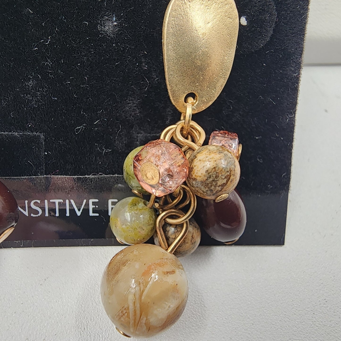 Catherines Gold Tone Multicolor Faux Pearl Beads Dangle Earrings for Pierced Ear