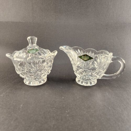 Shannon Crystal Sugar and Creamer Designs of Ireland 24% Lead Crystal Scalloped