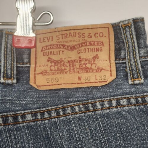 Levi's 559 Relaxed Straight 40x32 Blue Jeans Classic Denim Medium Blue Dungarees