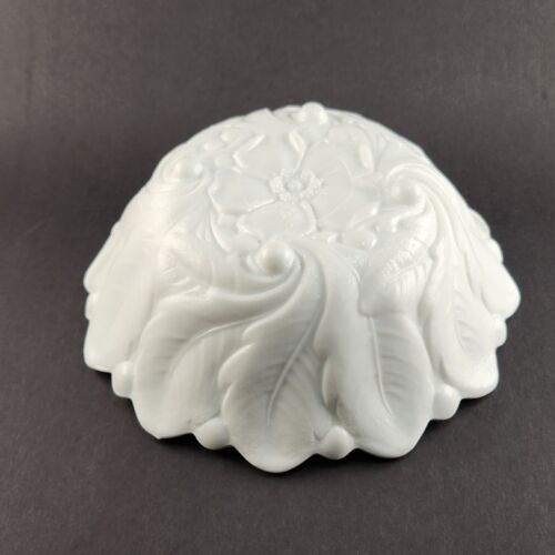 White Milk Glass Indiana Wild Rose Footed Serving Bowl