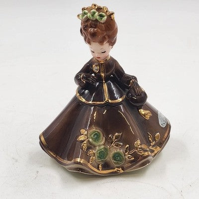 Lady in Brown Dress Josef Originals Porcelain Morning Noon & Night Series 5.5”