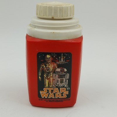 Vintage 1977 Star Wars Thermos King Seeley Red White C-3PO R2-D2 No Cup