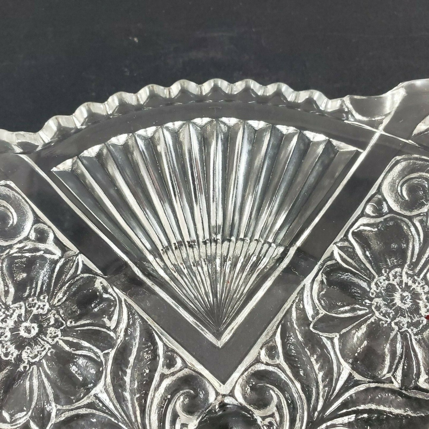 Clear 2 Handled Relish Plate Indiana Glass Killarney Pattern 10½" Across Vintage