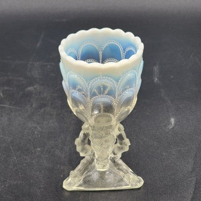 Beads & Bark Novelty Vase by Northwood White Opalescent Goblet 1903 Antique