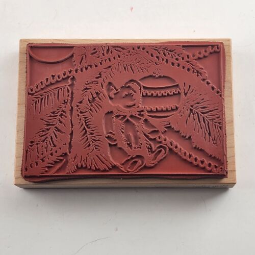 Lot of 3 Holiday Themed Pattern/Design Wooden Mounted Rubber Stamps Vintage