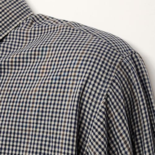 David Taylor Men’s Long Sleeve Navy Blue And White Plaid Button Down Shirt